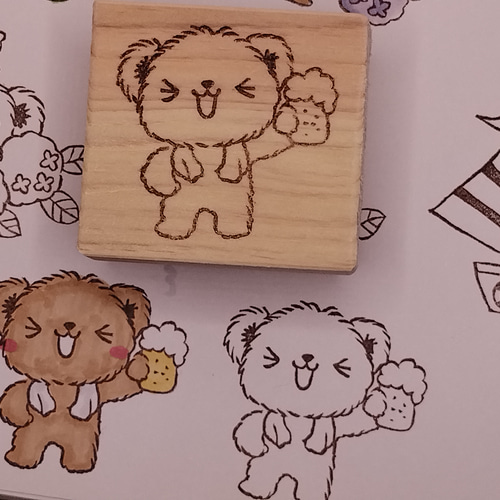 消しゴムはんこNo.469  モフモフくまちゃん とクリスマスカフェ 消しゴムはんこNo.469 モフモフくまちゃん とクリスマスカフェ