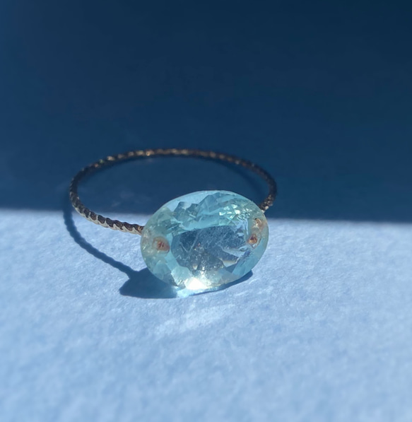 Prana candy gem ✴︎アクアマリン ✴︎宝石ルースのk14gfリング 1枚目の画像