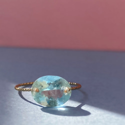 Prana candy gem ✴︎アクアマリン ✴︎宝石ルースのk14gfリング 4枚目の画像