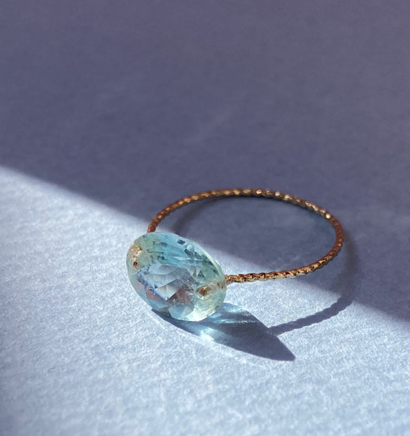 Prana candy gem ✴︎アクアマリン ✴︎宝石ルースのk14gfリング 9枚目の画像