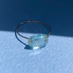 Prana candy gem ✴︎アクアマリン ✴︎宝石ルースのk14gfリング 3枚目の画像