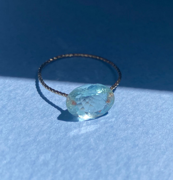 Prana candy gem ✴︎アクアマリン ✴︎宝石ルースのk14gfリング 3枚目の画像
