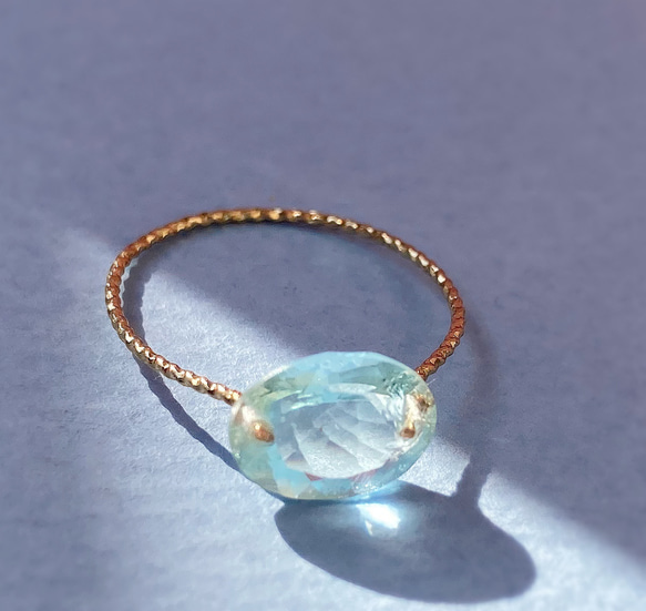 Prana candy gem ✴︎アクアマリン ✴︎宝石ルースのk14gfリング 7枚目の画像