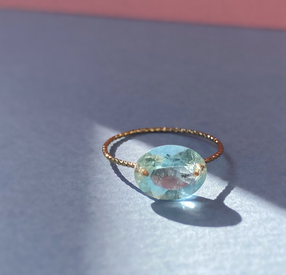 Prana candy gem ✴︎アクアマリン ✴︎宝石ルースのk14gfリング 6枚目の画像
