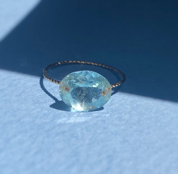 Prana candy gem ✴︎アクアマリン ✴︎宝石ルースのk14gfリング 2枚目の画像