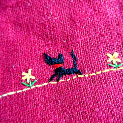 平面亞麻貓步迷你手拿包*玫瑰色、酒紅色、粉紅色、棕色 第9張的照片