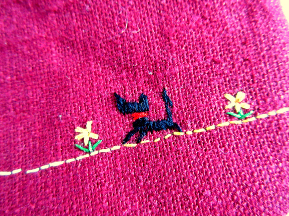 平面亞麻貓步迷你手拿包*玫瑰色、酒紅色、粉紅色、棕色 第9張的照片