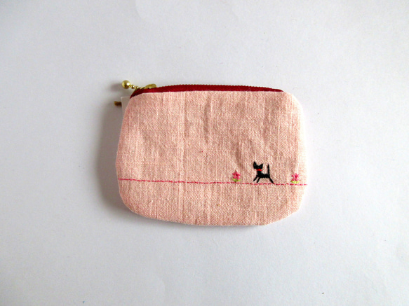 平面亞麻貓步迷你手拿包*玫瑰色、酒紅色、粉紅色、棕色 第11張的照片