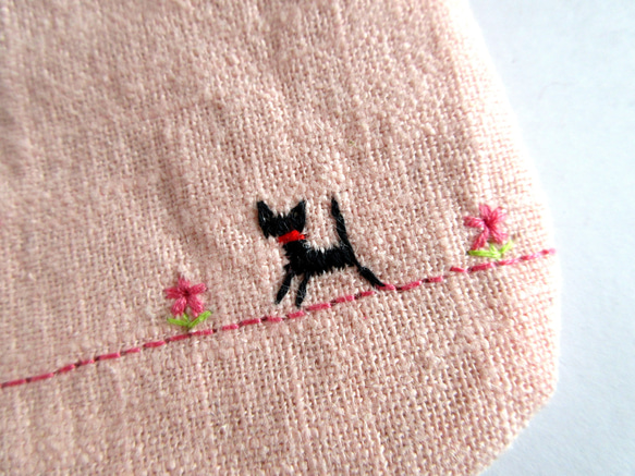 平面亞麻貓步迷你手拿包*玫瑰色、酒紅色、粉紅色、棕色 第13張的照片