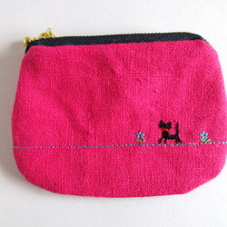 平面亞麻貓步迷你手拿包*玫瑰色、酒紅色、粉紅色、棕色 第4張的照片