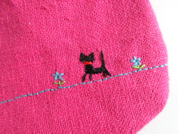 平面亞麻貓步迷你手拿包*玫瑰色、酒紅色、粉紅色、棕色 第5張的照片