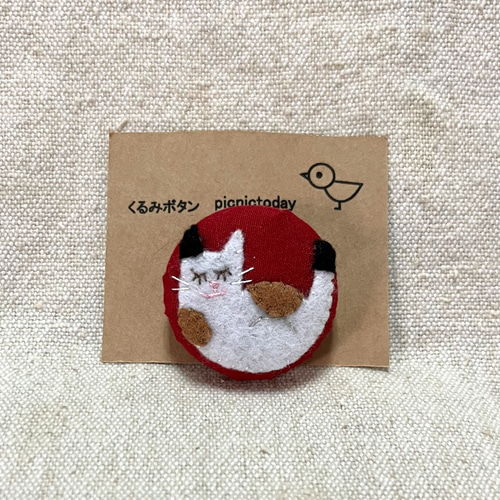 猫　ねこ　黒猫　花柄　ドット　イチゴ　くるみボタン　ヘアゴム　3個セット 猫ねこ黒猫花柄ドットイチゴくるみボタンヘアゴム3個セット