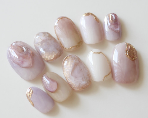 No.329 ネイルチップ　ジェルネイル　葡萄　パープル　ニュアンス　キラキラ No.329 ネイルチップ ジェルネイル 葡萄 パープル ニュアンス