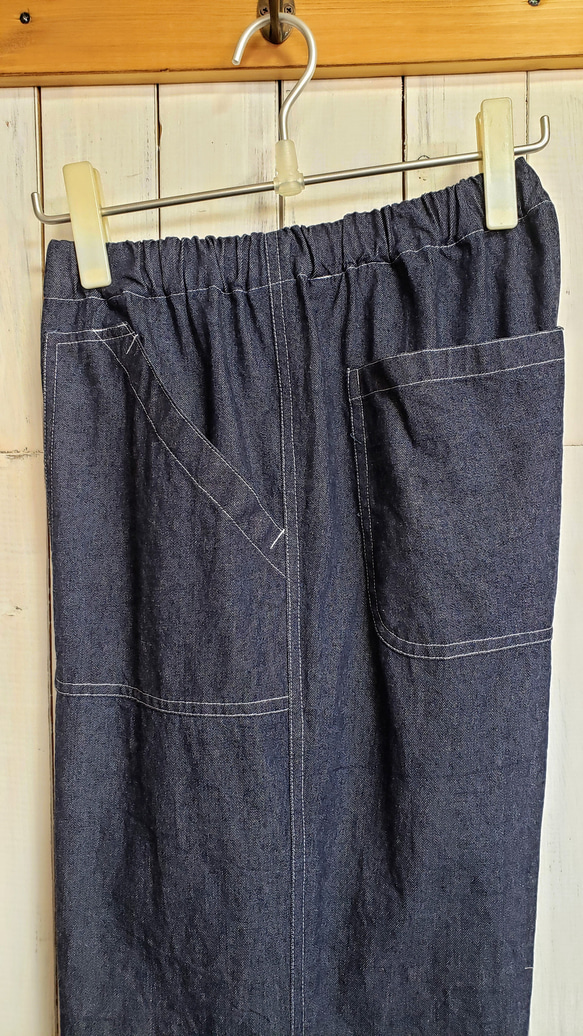 10オンスデニム　インディゴカラー ストレートワイドパンツ 後ろポケット付き　M～6L 5枚目の画像