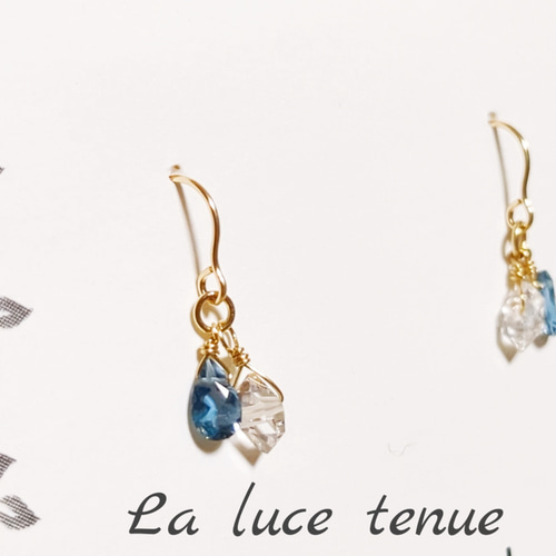 445 14kgf宝石質ブルートパーズのスタッドピアス＆キャッチ 445 14kgf宝石質ブルートパーズのスタッドピアス＆キャッチ