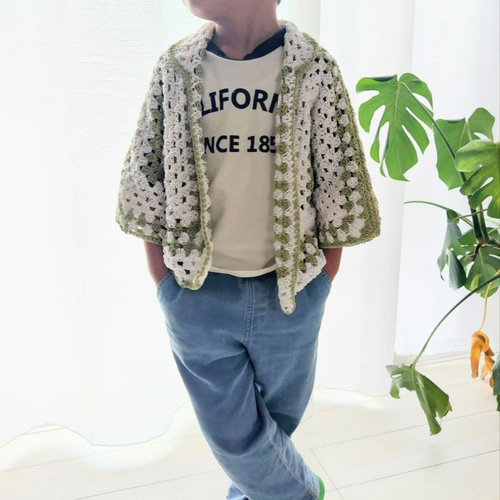 グラニーヘキサゴンカーディガン〜コットン〜 子供服 kira mer