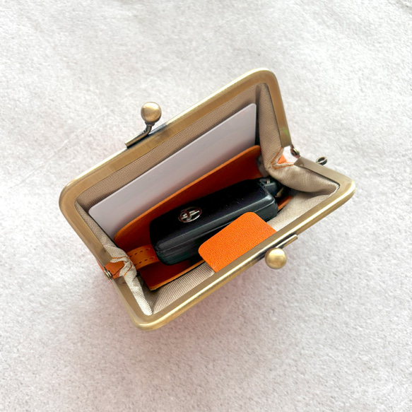 がま口 キーケース 革 栃木レザー カードケース スマートキー 浪曼派のがま口　新しい提案 名入れ 刻印 8枚目の画像