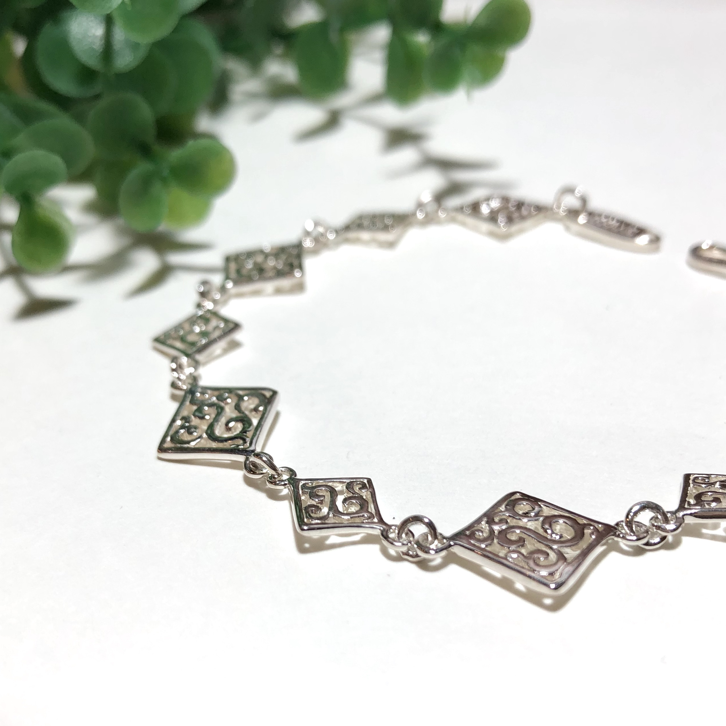 純銀製＊透かし模様スクエアブレスレット【送料無料】