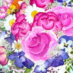 豪華で華やかな薔薇の花束　押し花アート額 6枚目の画像