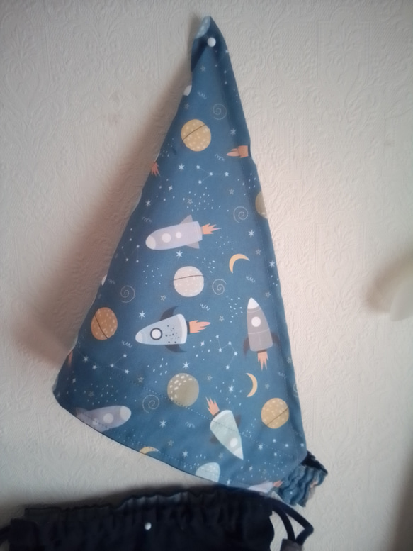宇宙柄　ロケット　男の子　子供エプロン、三角巾セット　　　　　　 9枚目の画像
