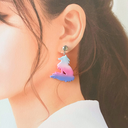 t ama◆一点物✧ピンクスノーフレークオブシディアンピアス✧花火/夜桜 お守りにも❥オブシディアン❥黒曜石❥一粒ピアス18kgp ピアス