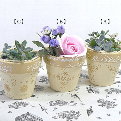 ご予約品❤手描き植木鉢3号❤柄違い3点セット（受注製作） 一輪挿し 