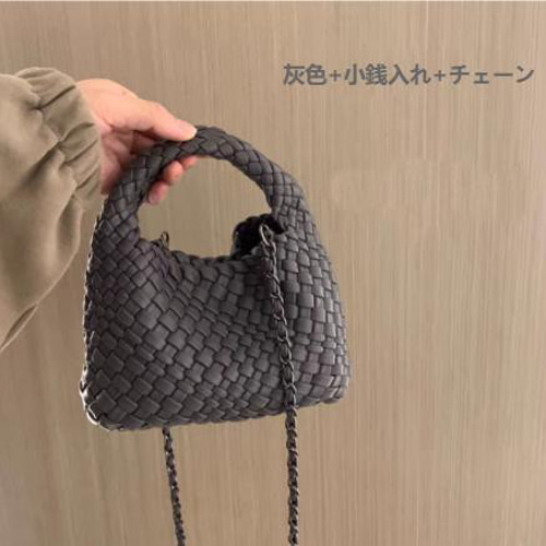 イントレチャートスタイルの】PUレザー純手作り編み込みトート