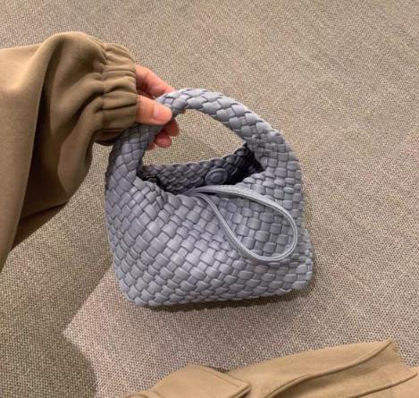 【イントレチャートスタイルの】PUレザー純手作り編み込みトートバッグミニ、ハンドバッグ携帯電話用小物入れ小銭入れチェーン