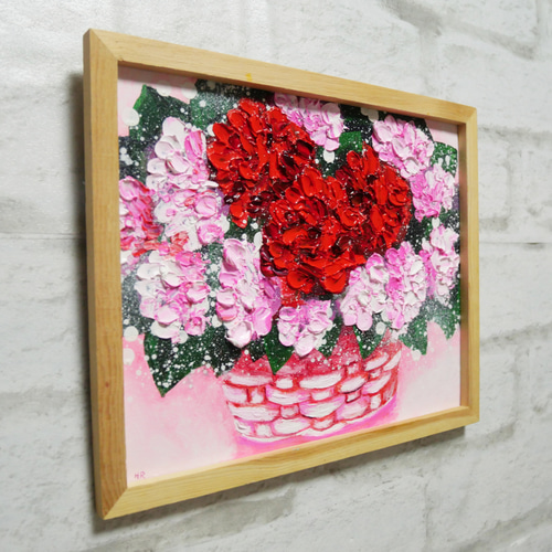 油絵 油彩 油彩画 絵 絵画【華やかなカーネーション】 絵画 HR 通販