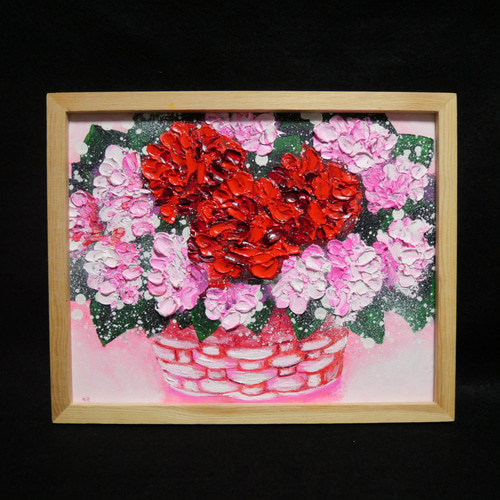 油絵 油彩 油彩画 絵 絵画【華やかなカーネーション】 絵画 HR