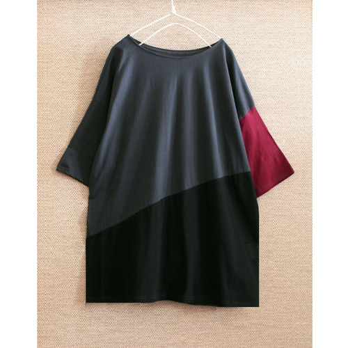 配色切替えで魅せる*大人の遊び心満点*Tシャツ*ビック 配色切替えで魅せる*大人の遊び心満点*Tシャツ*ビック