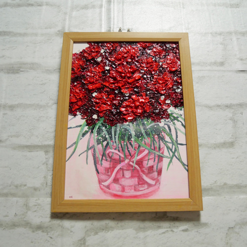 油絵 絵画 【赤いカーネーション】 油絵 絵画 【赤いカーネーション】 - メルカリ