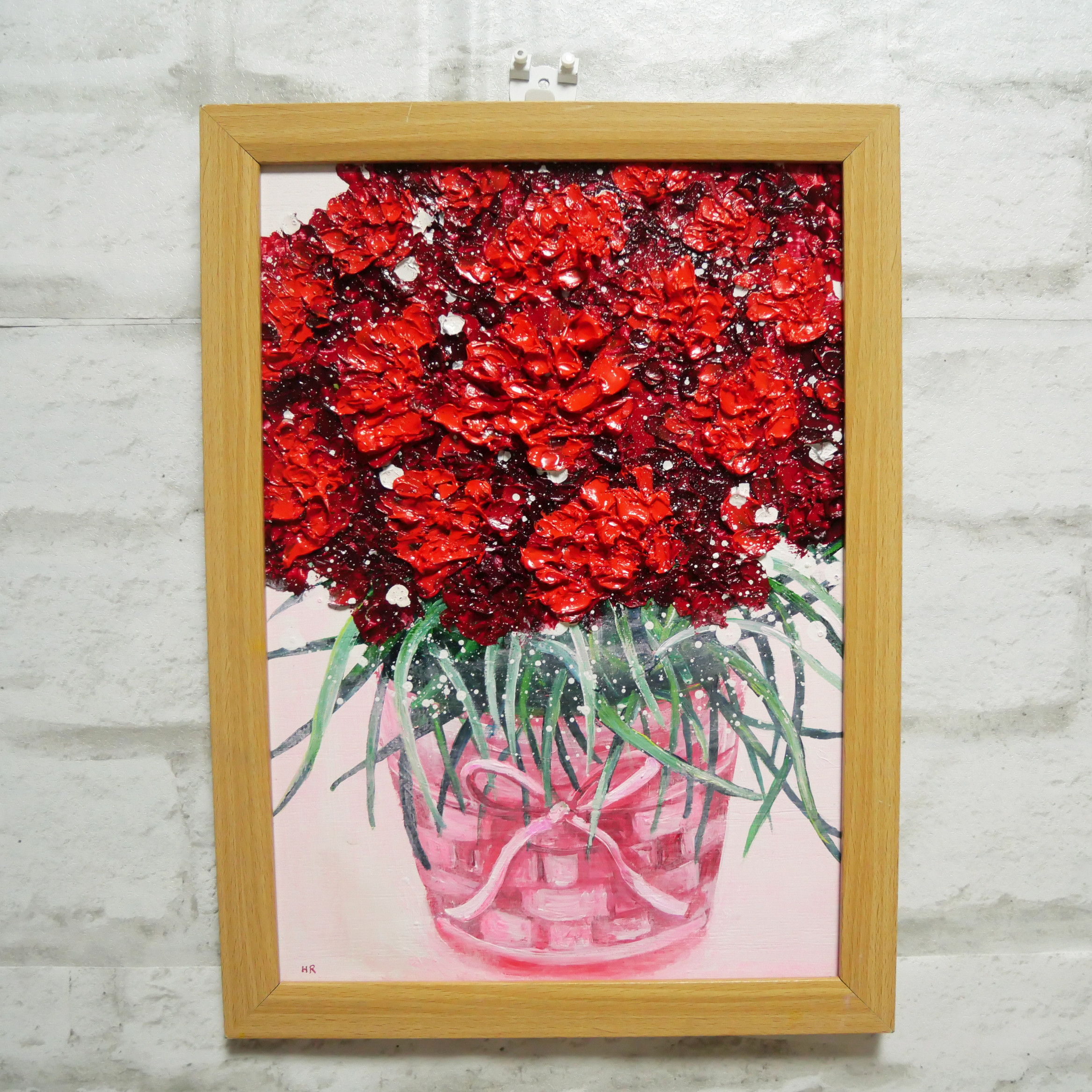 油絵 油彩 油彩画 絵 絵画 【赤いカーネーション】 絵画 HR 通販