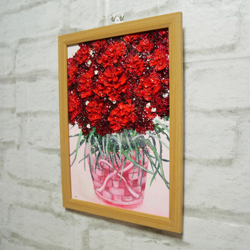 食品・日用品 半額ストア 油絵 油彩 油彩画 絵 絵画 【赤いカーネーション】 絵画 HR 絵画