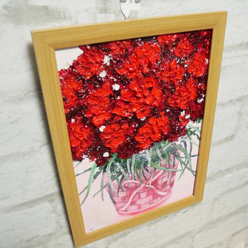 油絵 油彩 油彩画 絵 絵画 【赤いカーネーション】 絵画 HR 通販