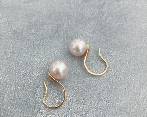 天然あこやバロックパール フックピアス／SV金メッキ 無調色