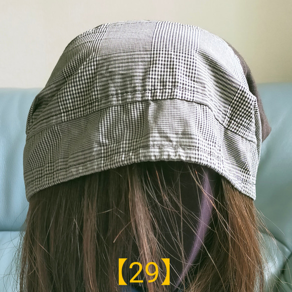 【29】医療帽子　ケア帽子　バンダナキャップ　〈グレンチェック&チャコール〉#2024新作 2枚目の画像