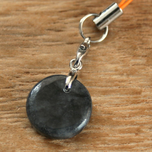 糸魚川黒翡翠ストラップ S01484 清山 作 糸魚川 黒ひすい