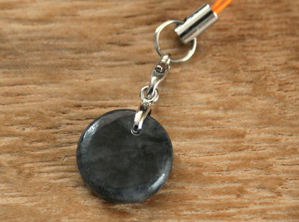 糸魚川黒翡翠ストラップ S01484 清山 作 糸魚川 黒ひすい ストラップ