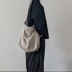 ⚮̈ミナペルホネン forest tile ライトブルー ネリオバッグ 巾着バッグ