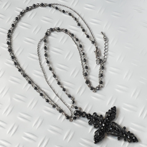 黒 十字架 ブラック クロス ネックレス ゴスロリ ネックレス