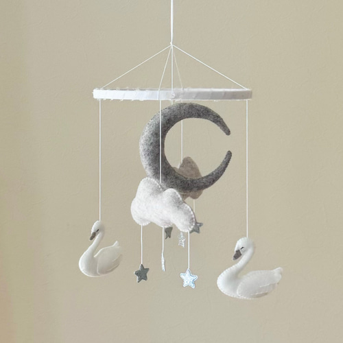 Swan Mobile / 白鳥のモビール / gray 雑貨・その他 May felt mobile