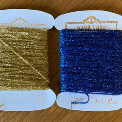 新入荷！『イタリア製　綺麗なラメ糸のクラシックヤーン』～ブルー・ゴールド2色セット～ 1枚目の画像