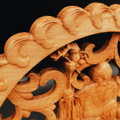 秋割】寿星老翁 26.5cm（福禄寿) 参次元彫刻『雅』 透かし彫 楠