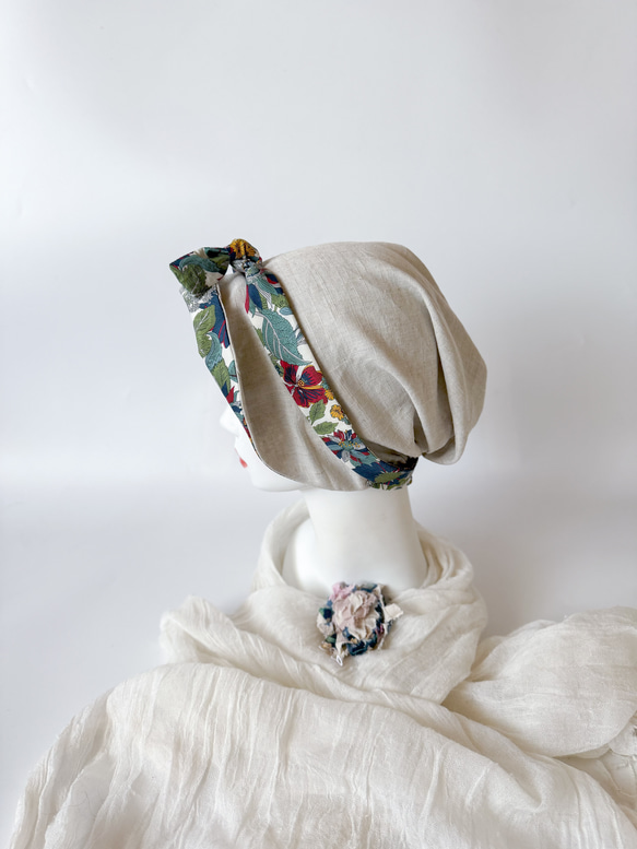 紫外線対策　おしゃれ　UV プリム付き　ケア帽子　リバティー　アンジェリカ　プレゼント　母の日 3枚目の画像