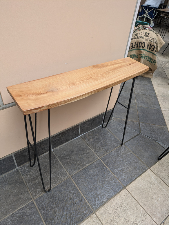 一枚板　コンソールテーブル 一点物製作 欅の一枚板コンソールテーブル 机・デスク RIN WOOD