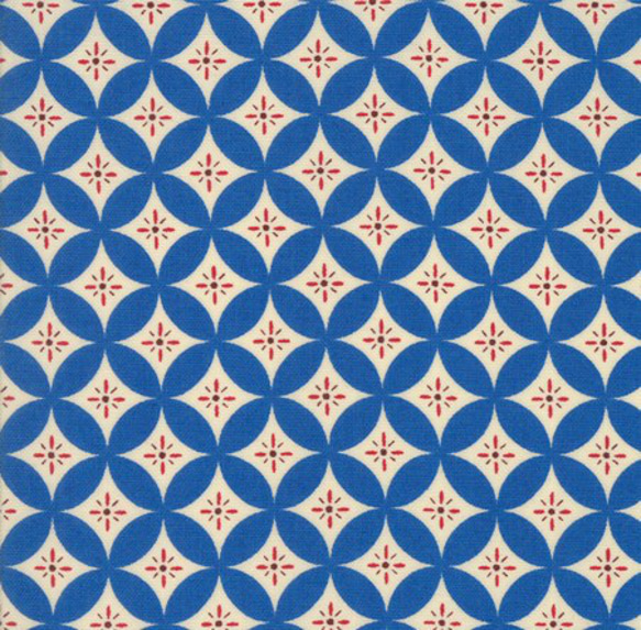 幾何学模様　USAコットンmoda【クォーターカット　約幅55cm 縦50cm】ブルーブルー/127 1枚目の画像