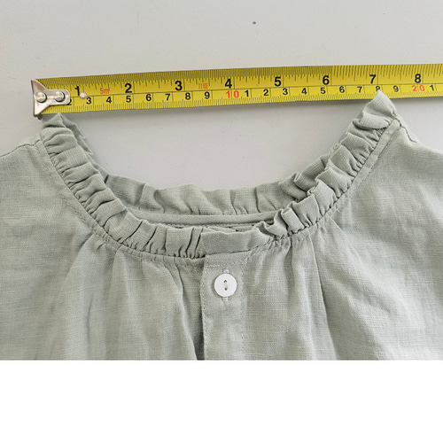 新品 GEORGE KEBURIA レース衿 リネン ワンピース ブラウス S シャツ式半袖リネンワンピース 前後着用OK ギャザーレース襟