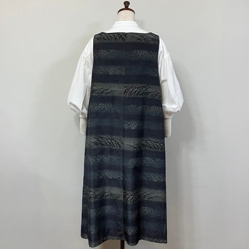 シルク紬の手縫いワンピース おまし 