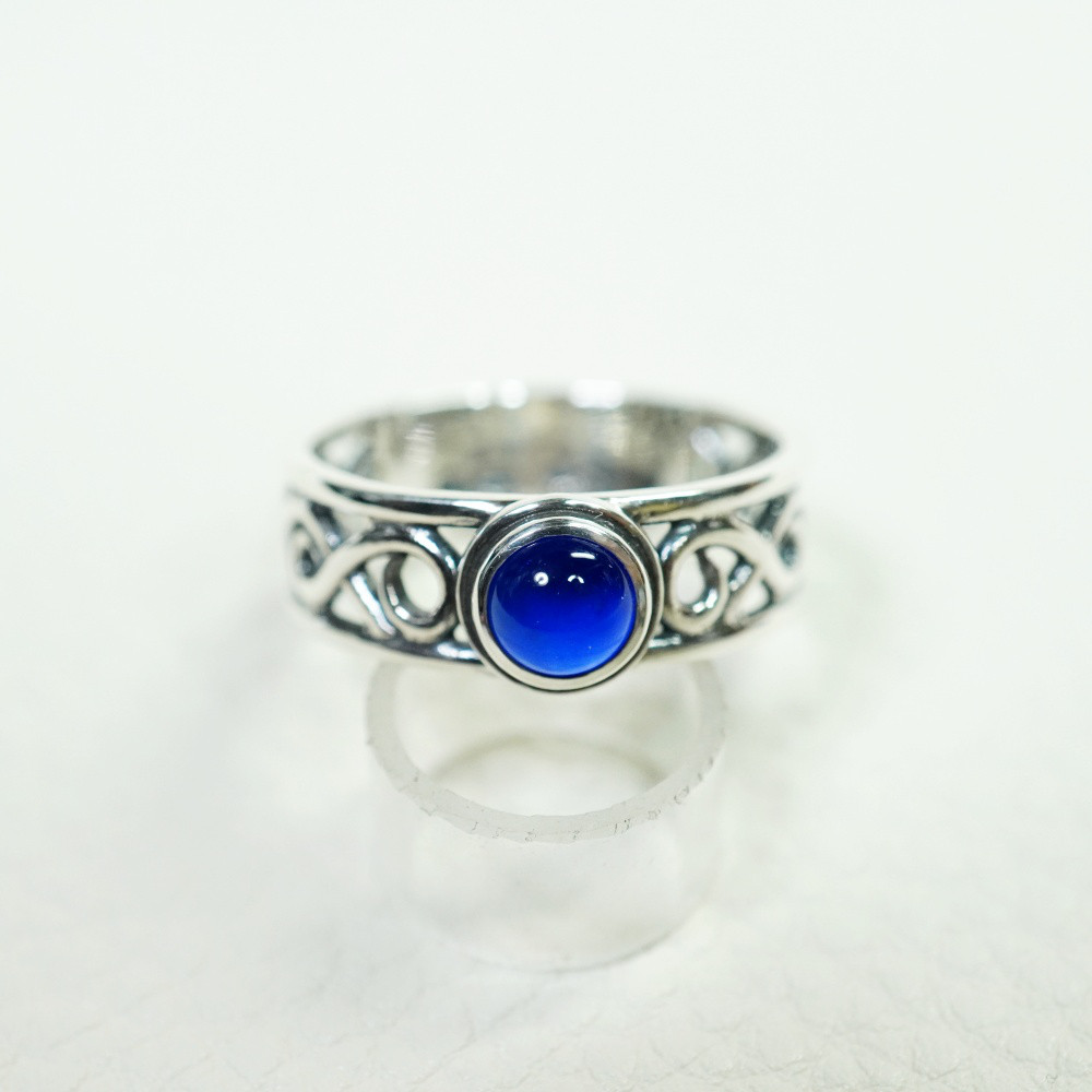 唐草石法リング「蓄光ネオコバルトガラス」